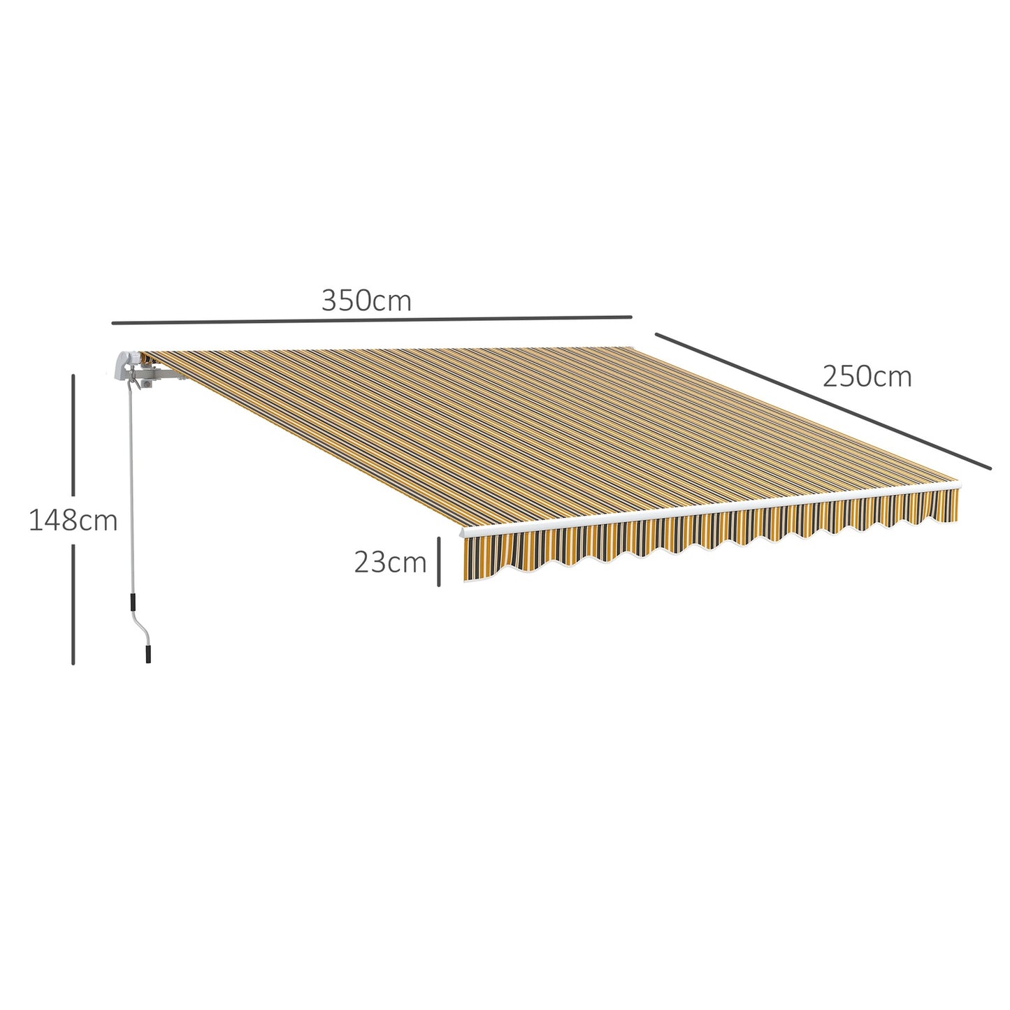 Outdoor folding awning, Sun protection, 3.5x2.5m, Yellow/Grey