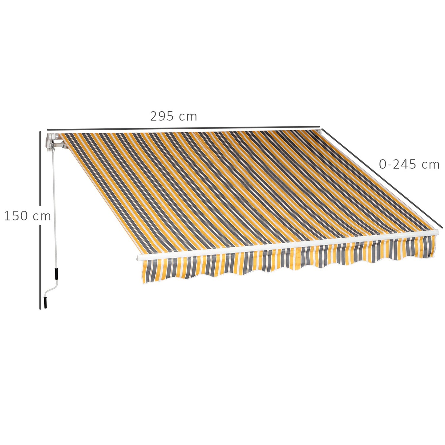 Balcony Folding awning, Hand crank, 3x2.5m, Yellow/Grey