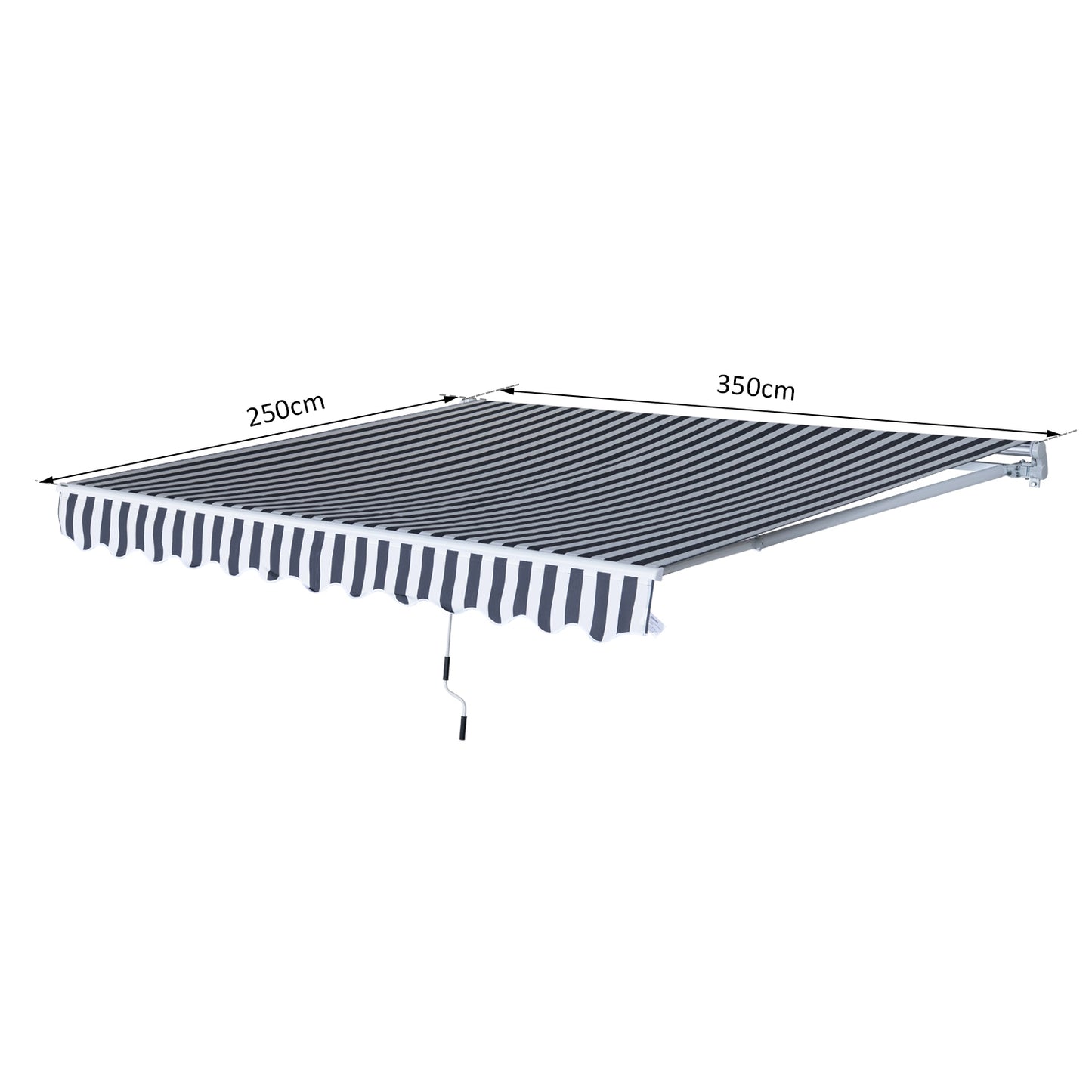 Folding awning, sun protection, grey/white, 3.5 x 2.5 M