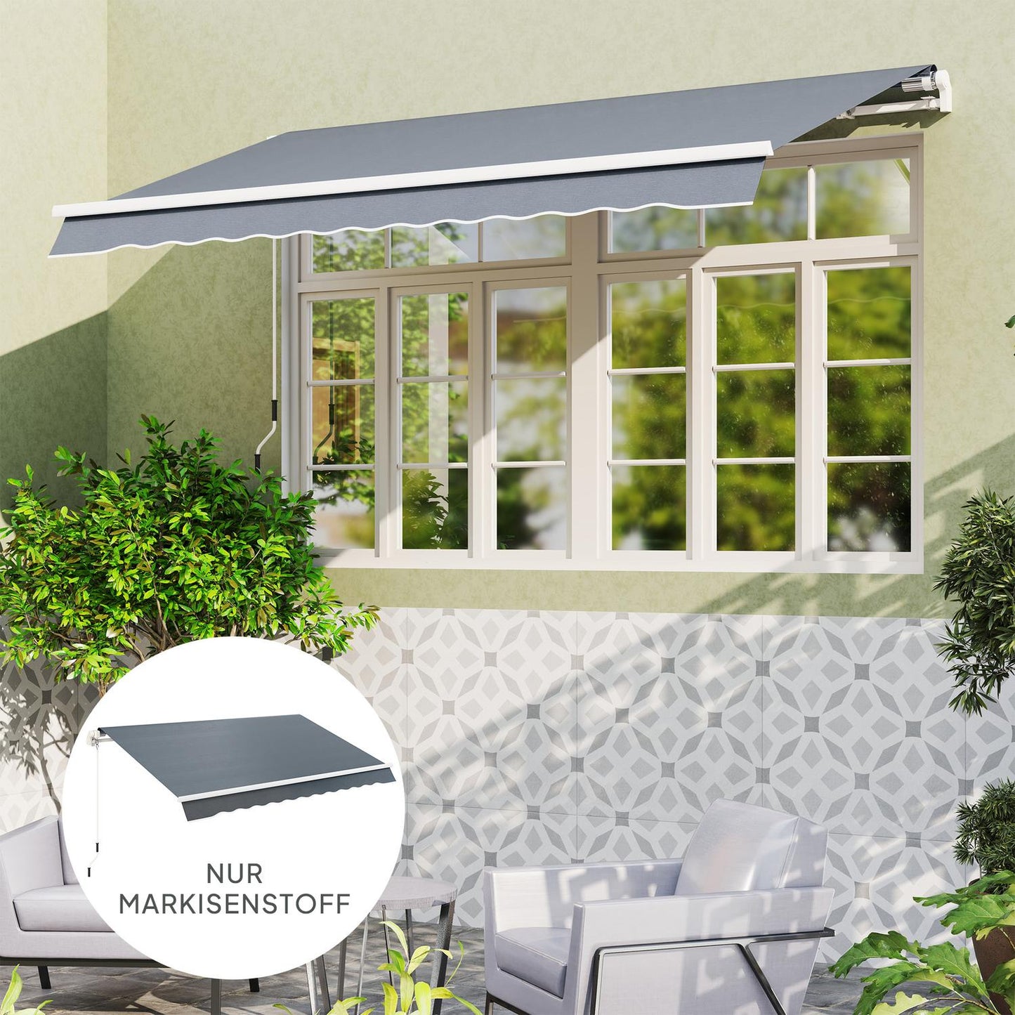 Replacement awning fabric, Water-repellent, 3x2.5 m, Grey