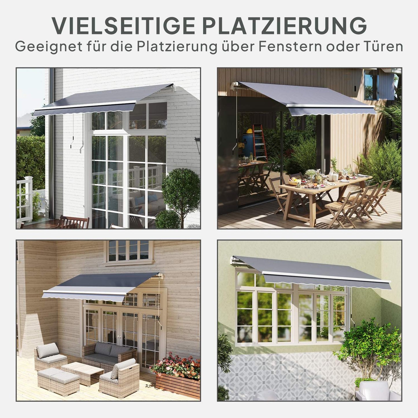 Awning fabric, Grey, Water-repellent, 4x3m Sun protection