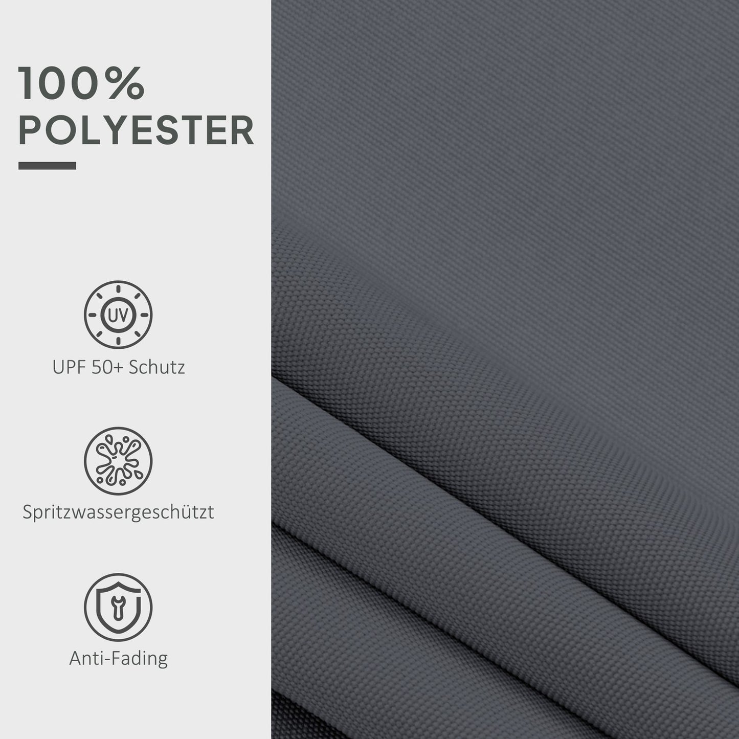 Awning fabric, Grey, Water-repellent, 4x3m Sun protection