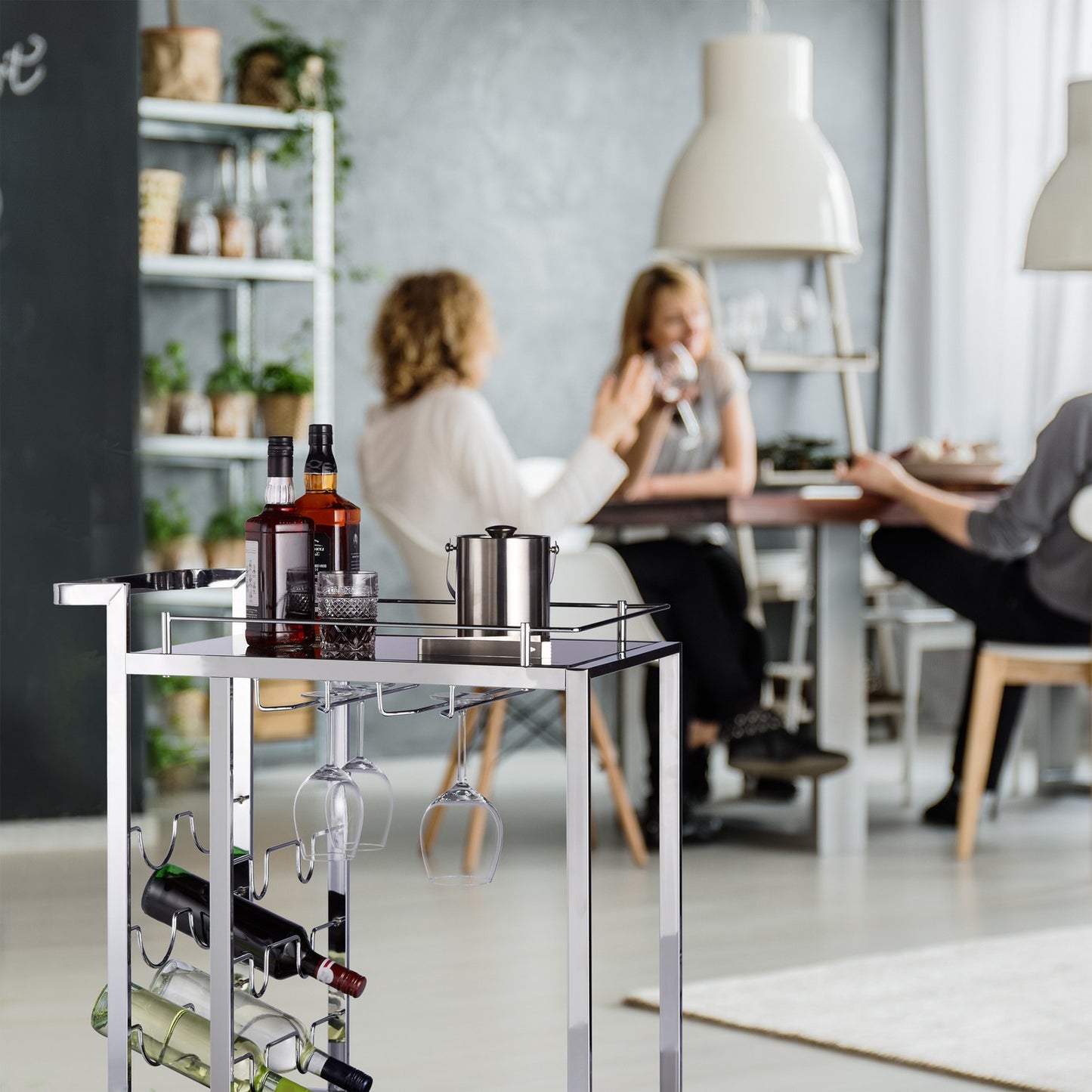 BARON serving trolley in glass