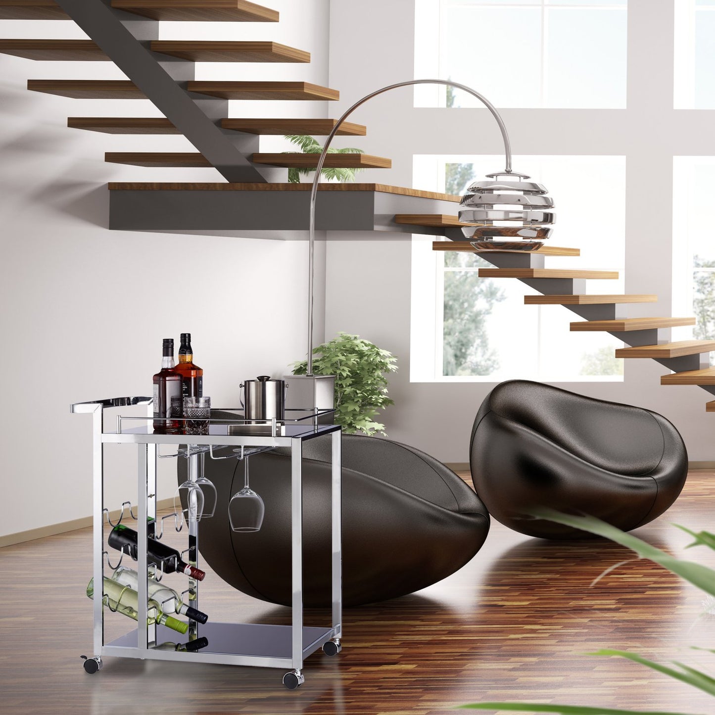 BARON serving trolley in glass