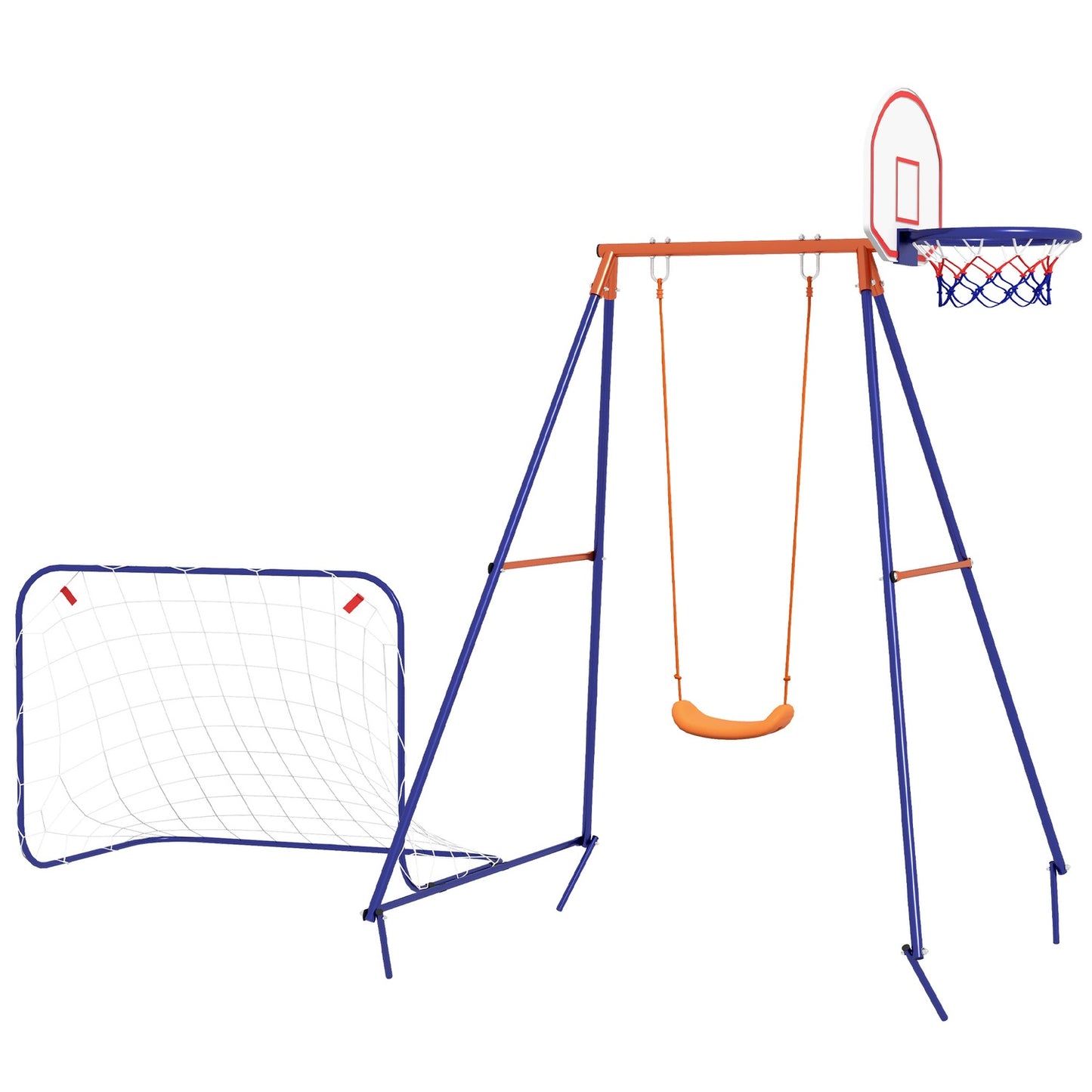 Children's swing - soccer goal, basketball hoop, steel frame