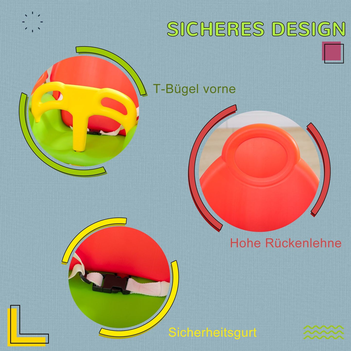 Adjustable Outdoor Toddler Swing, 9M+, 70kg Capacity, Green