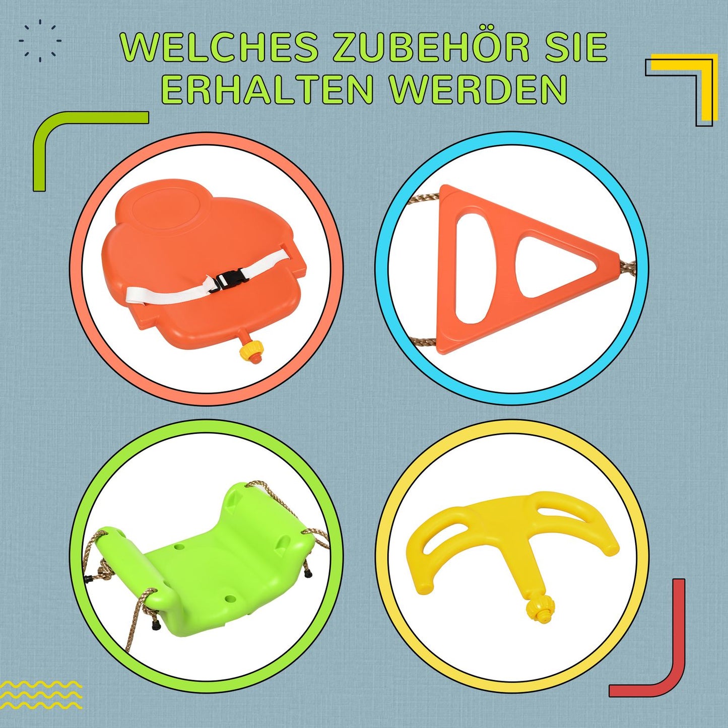 Adjustable Outdoor Toddler Swing, 9M+, 70kg Capacity, Green