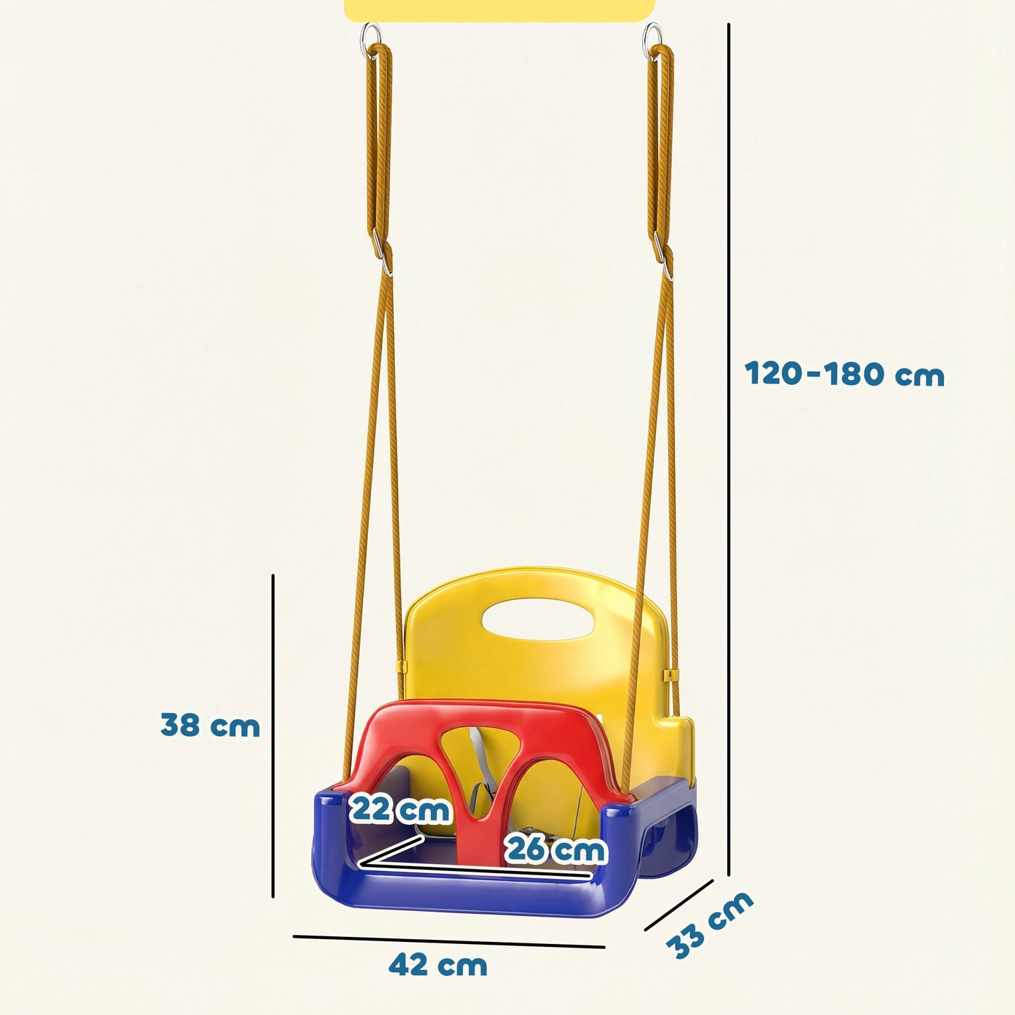 Baby Swing Seat with Adjustable Rope, 70 kg Capacity