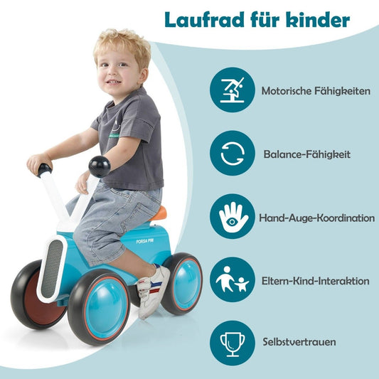 Baby balance bike for children, safe ride toy, walking aid, 48 x 24.5 x 37 cm, blue