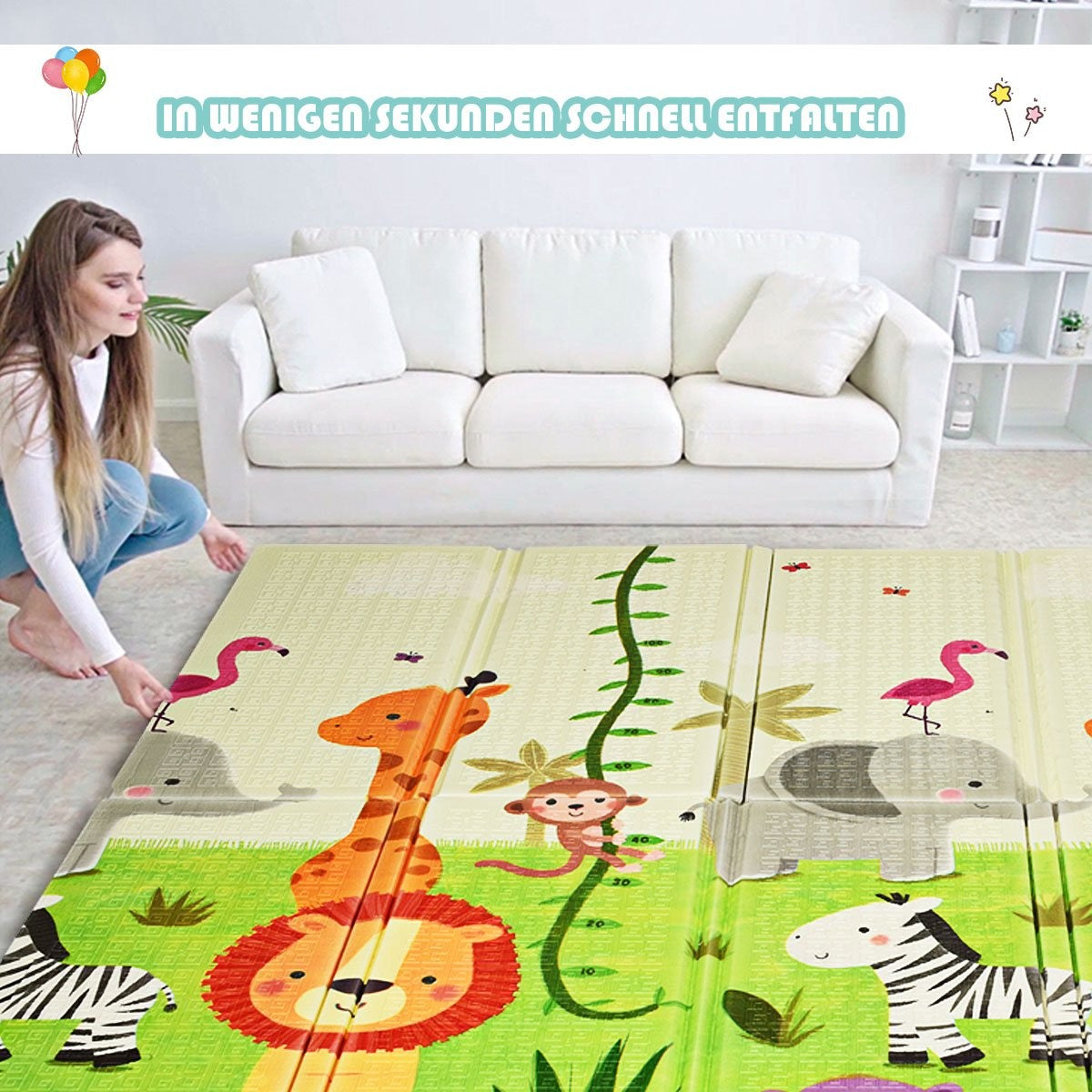 Baby crawling mat play mat foldable baby mat double-sided play mat green