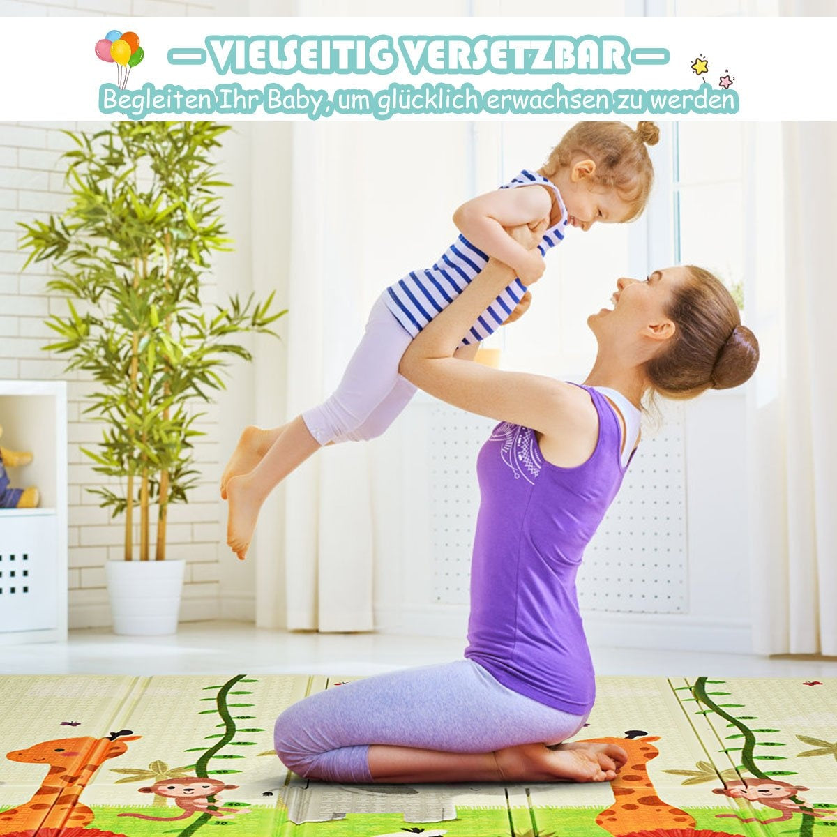 Baby crawling mat play mat foldable baby mat double-sided play mat green