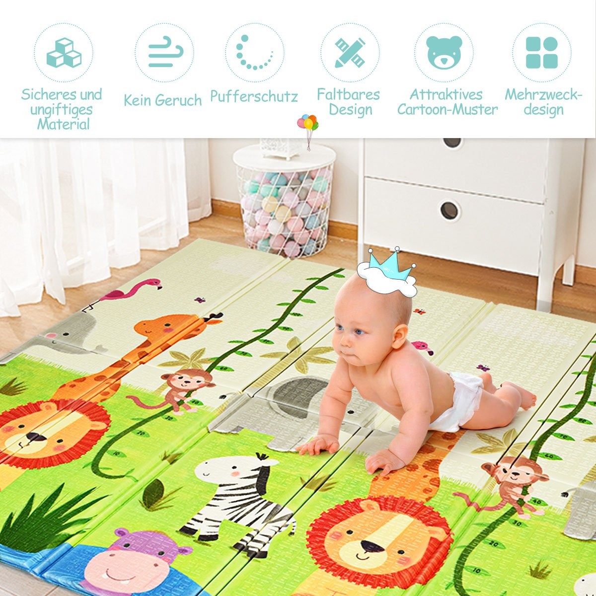 Baby crawling mat play mat foldable baby mat double-sided play mat green