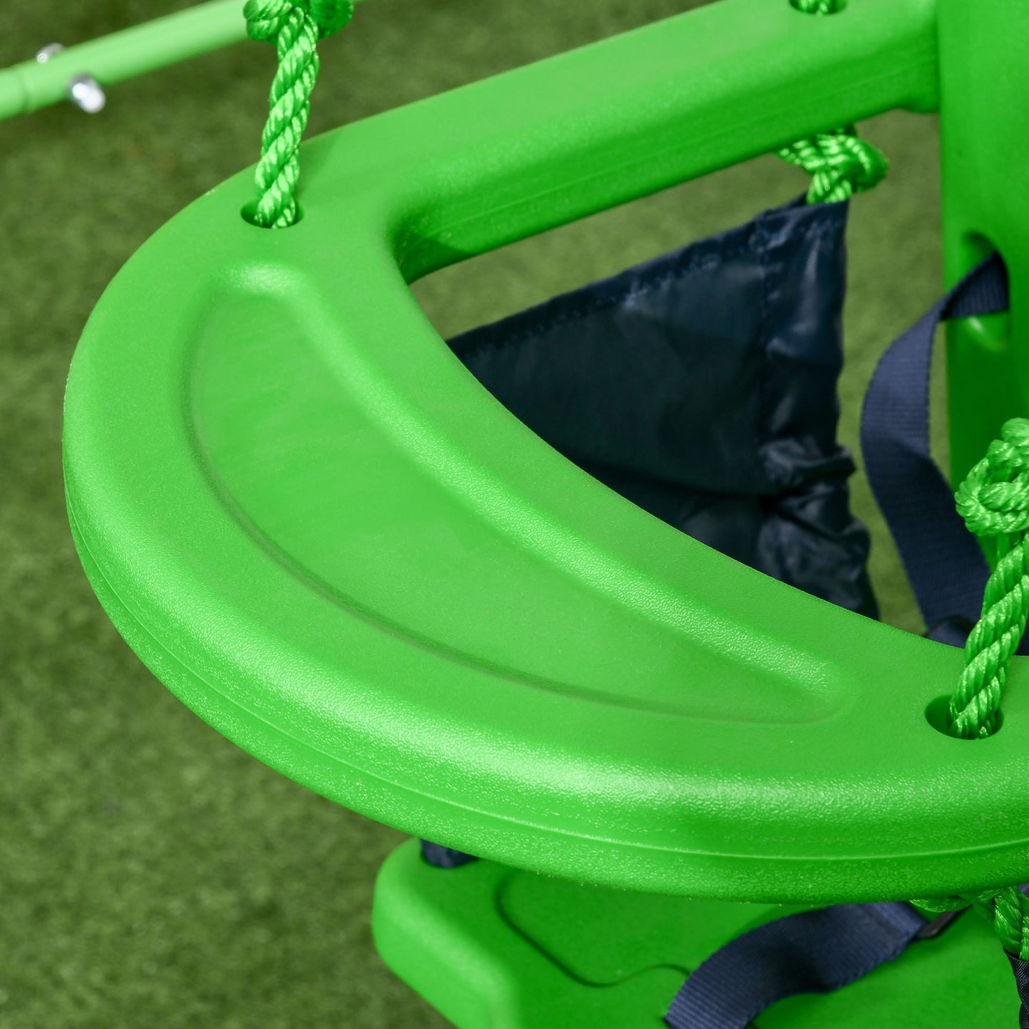 Garden swing for toddlers with safety bar and belt, green, 6-36 months
