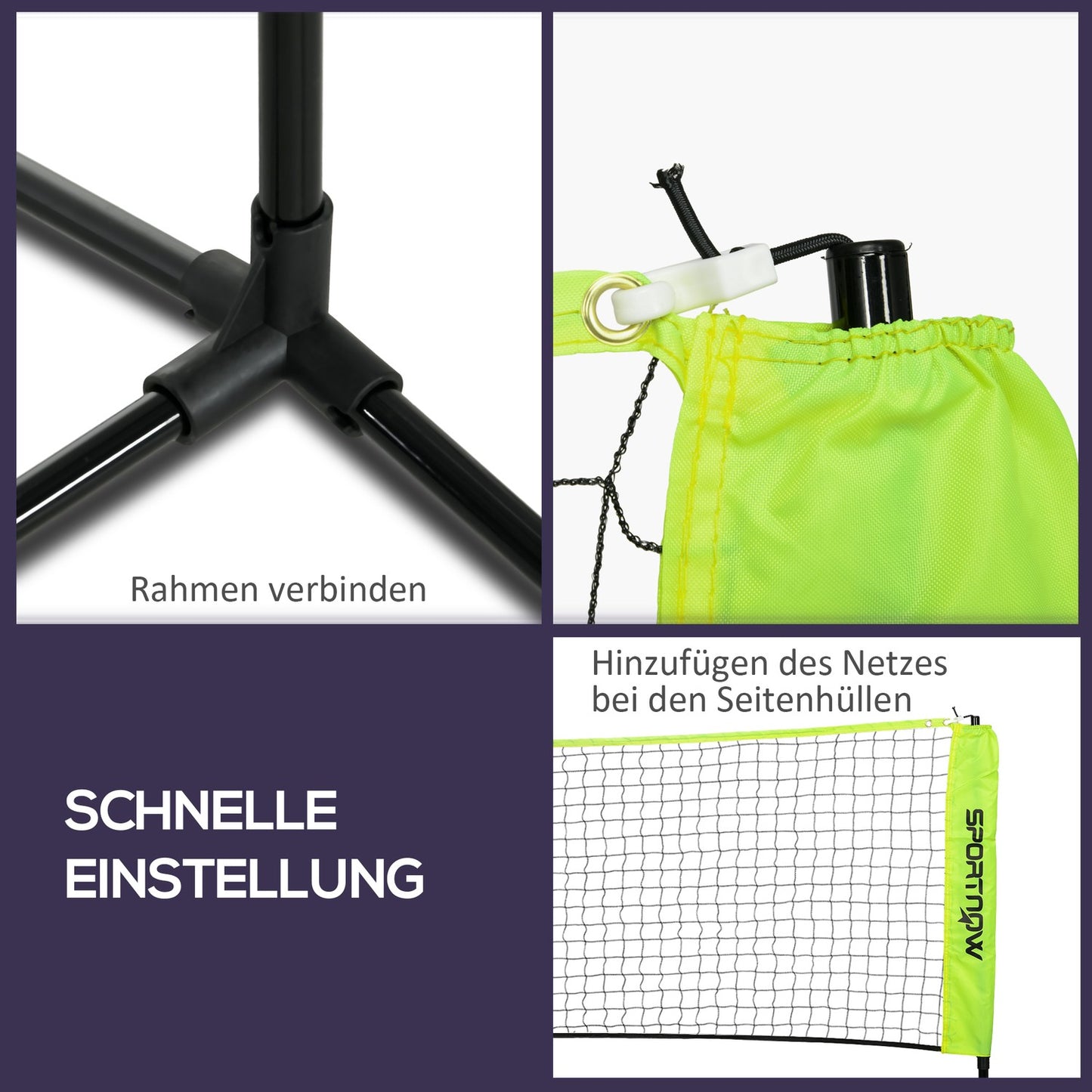 Adjustable badminton and tennis net set, indoor/outdoor use