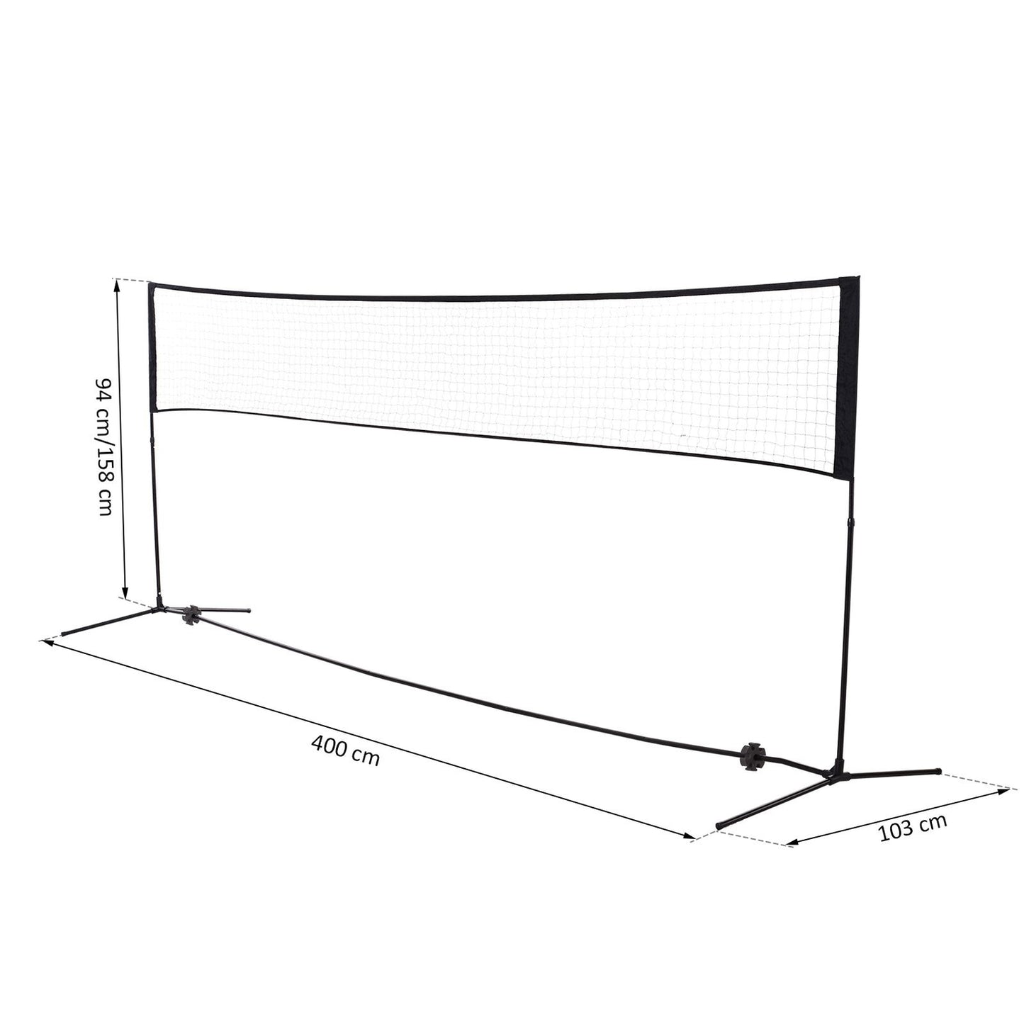Portable badminton, volleyball, tennis net 2 heights 94/158 cm