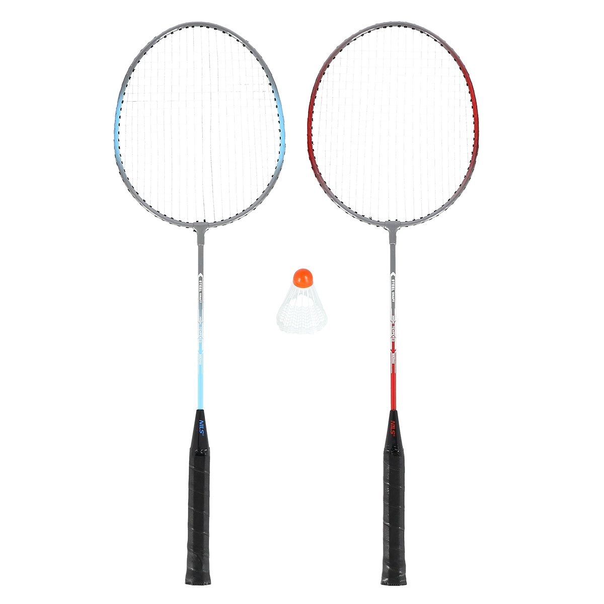 Badminton Set, 2 Steel Rackets + Shuttlecocks