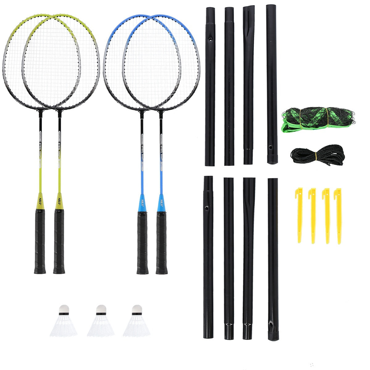 Badminton Set – 4 Rackets, 3 Shuttlecocks, Net & Cover