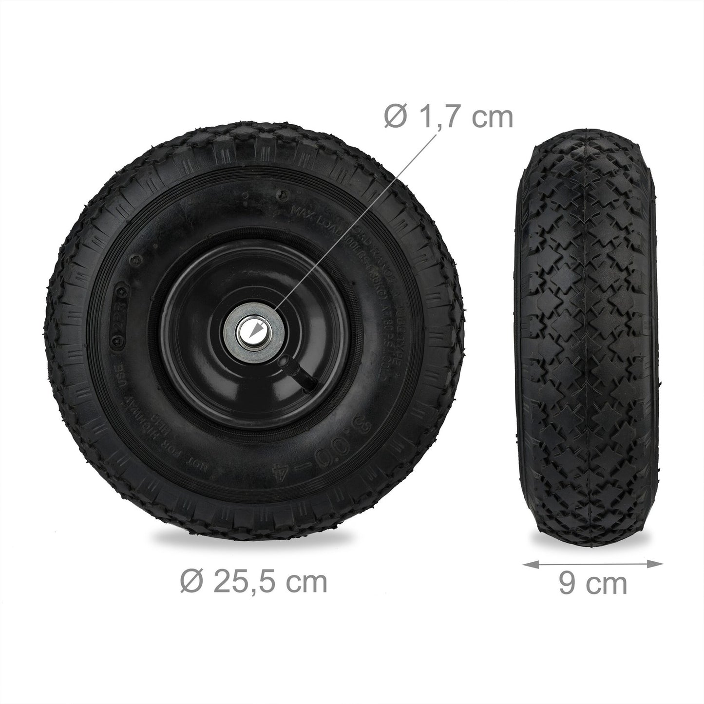 Bag loader wheels 2-pack with pneumatic tires