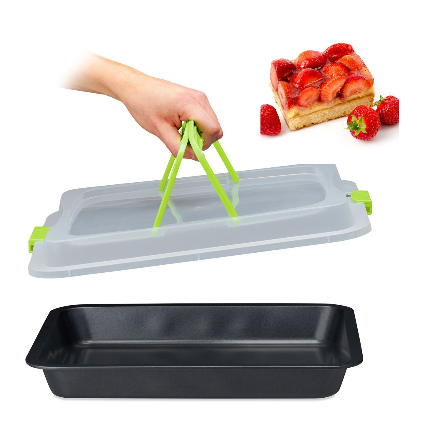 Baking tray with lid, 3-in-1