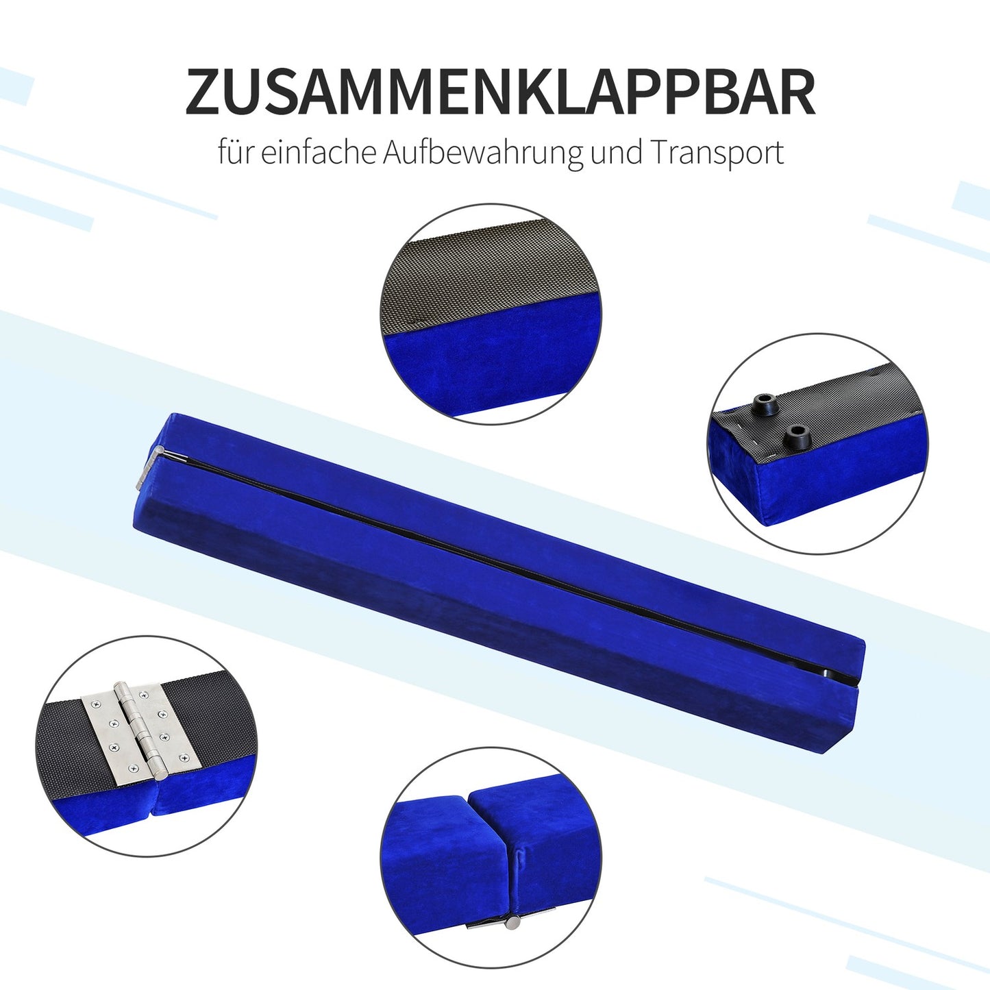 Foldable balance beam for gymnastics, blue, 210 cm, 120 kg Limit