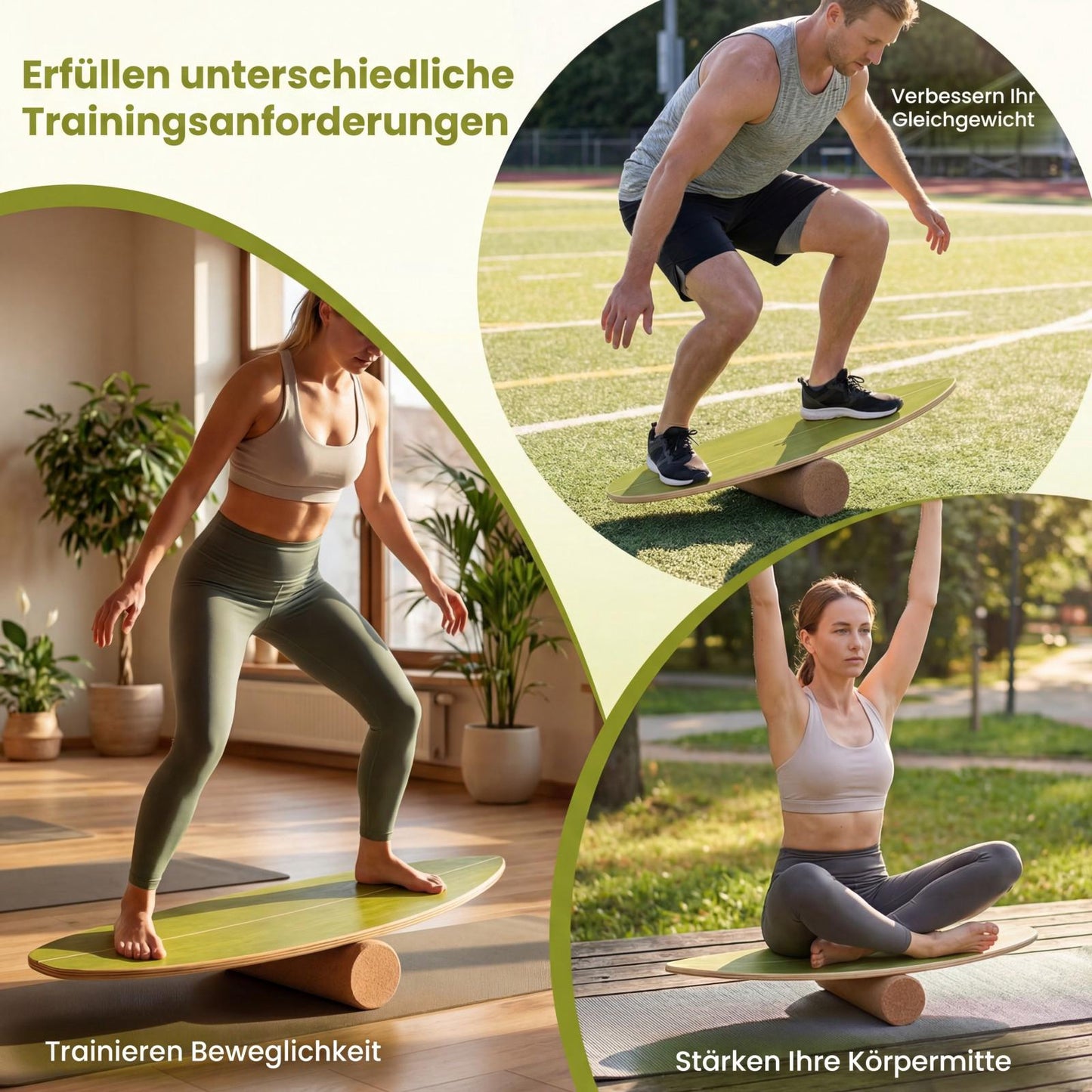 Balance Board Set with Cork Roller for Core Training