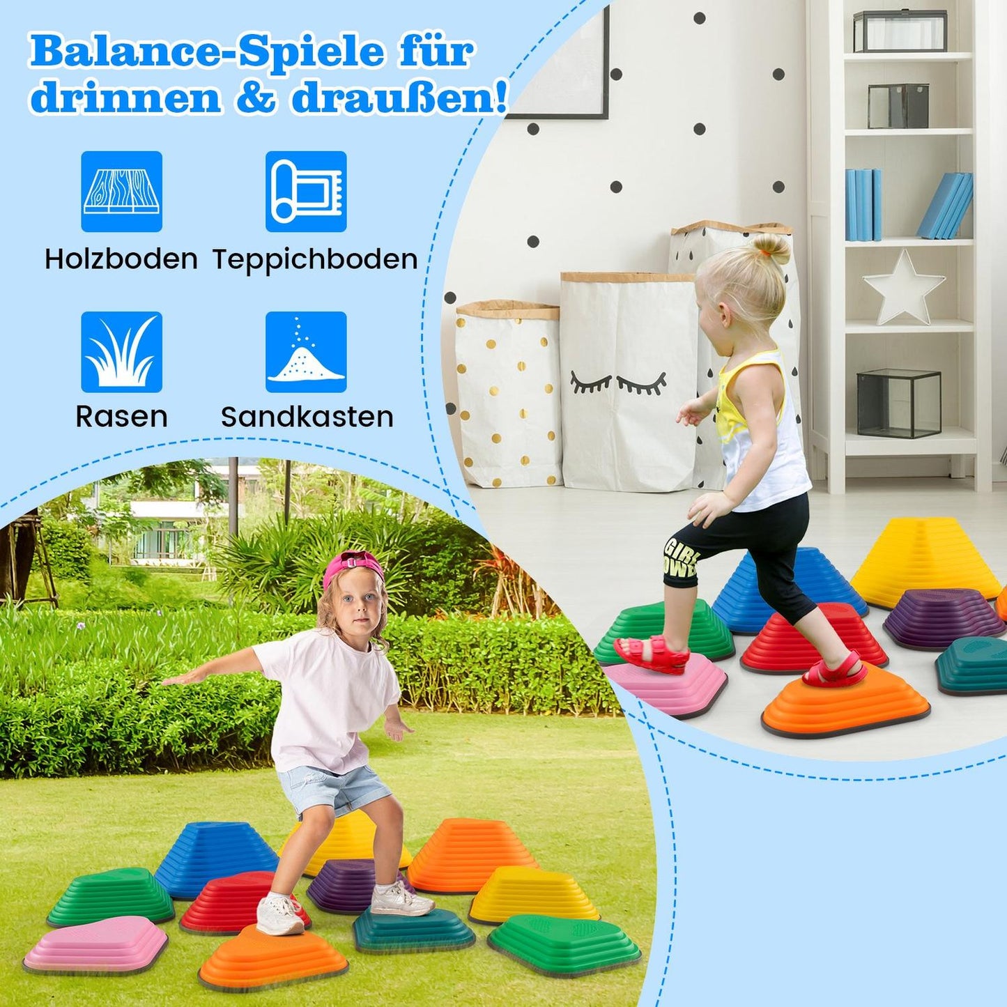Balance Stones for Kids – Non-Slip, Indoor & Outdoor Play