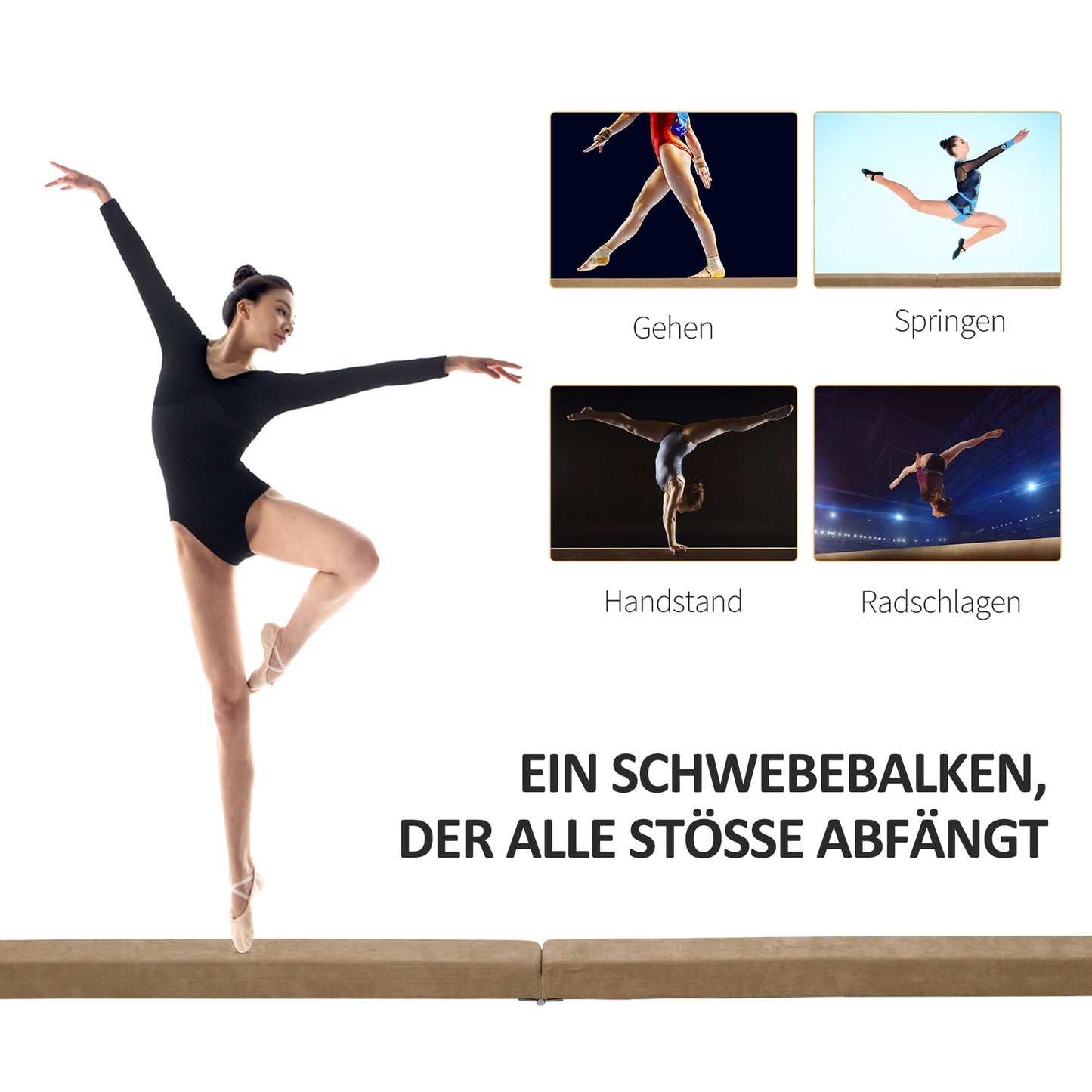 Foldable 210 cm Gymnastics Balance Beam - indoor/outdoor use