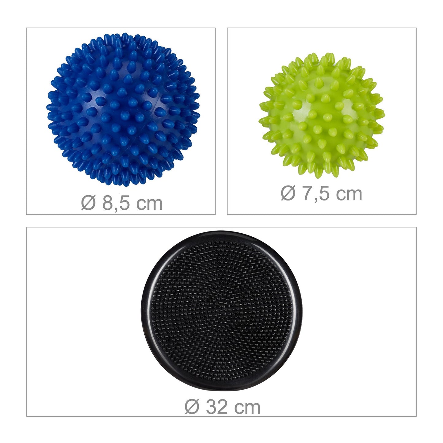 Balance cushion with 2 massage balls
