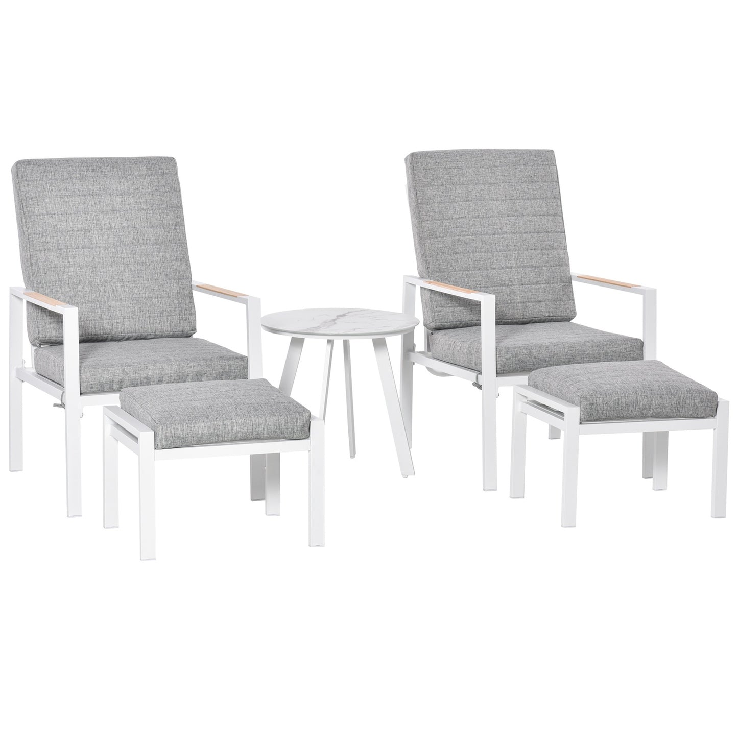Adjustable balcony furniture set for 4 - Aluminum Grey/White