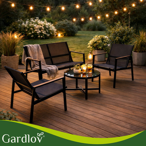 Balcony Furniture Set - 4 Pieces, Steel & Teslin Fabric