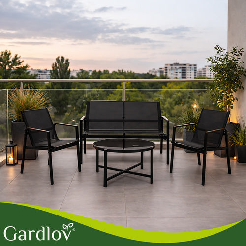 Balcony Furniture Set - 4 Pieces, Steel & Teslin Fabric