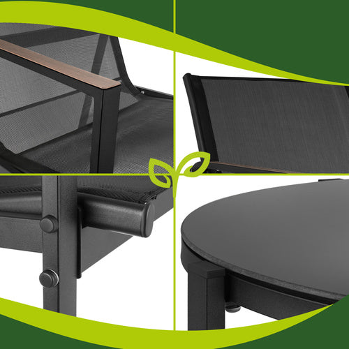 Balcony Furniture Set - 4 Pieces, Steel & Teslin Fabric