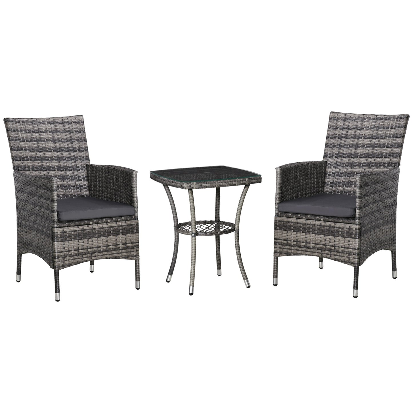 Rattan balcony furniture for 2 - dark gray outdoor use