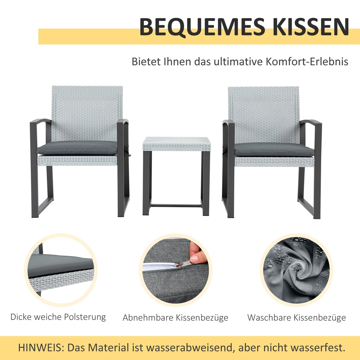 Balcony furniture set - Steel frame, cushions included