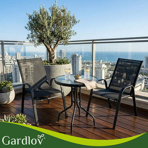Balcony Furniture Set with Table and 2 Chairs, UV Resistant