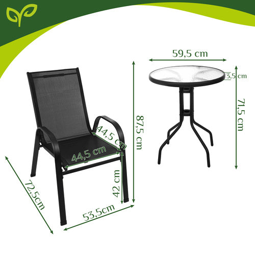 Balcony Furniture Set with Table and 2 Chairs, UV Resistant