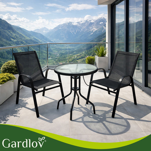 Balcony Furniture Set with Table and 2 Chairs, UV Resistant