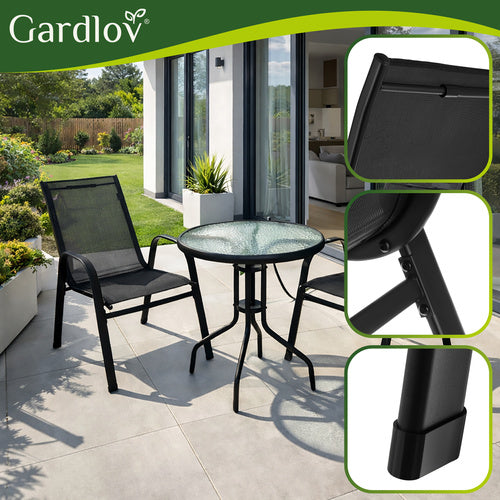 Balcony Furniture Set with Table and 2 Chairs, UV Resistant