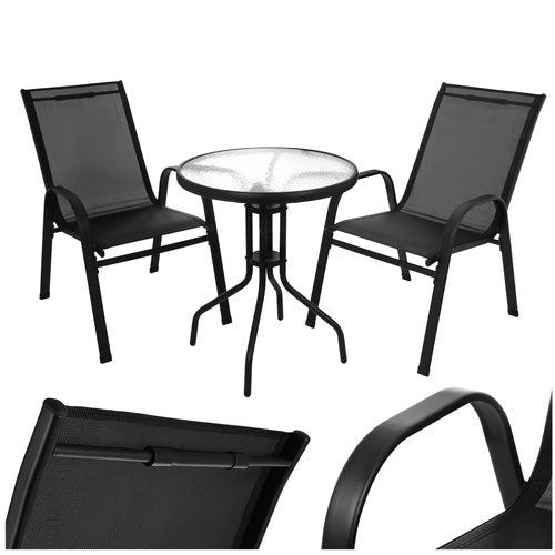 Balcony Furniture Set with Table and 2 Chairs, UV Resistant