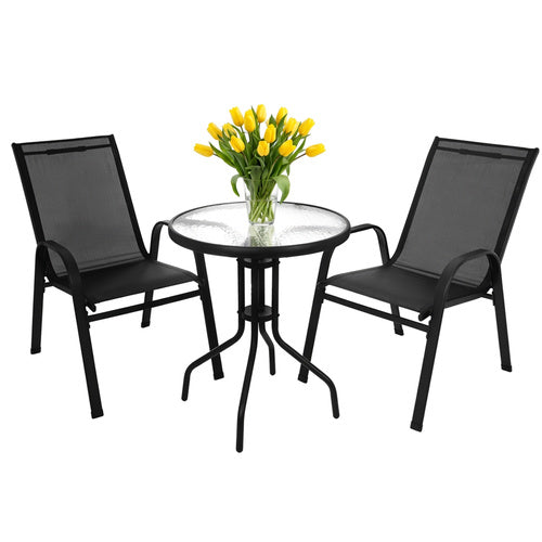 Balcony Furniture Set with Table and 2 Chairs, UV Resistant