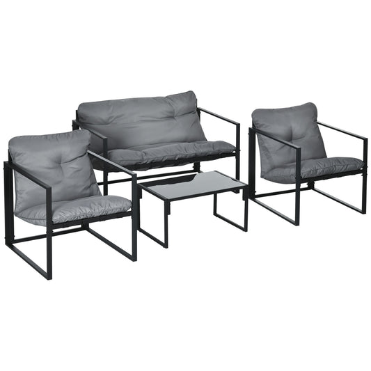 Outdoor lounge set with cushions - sofa, armchairs, table
