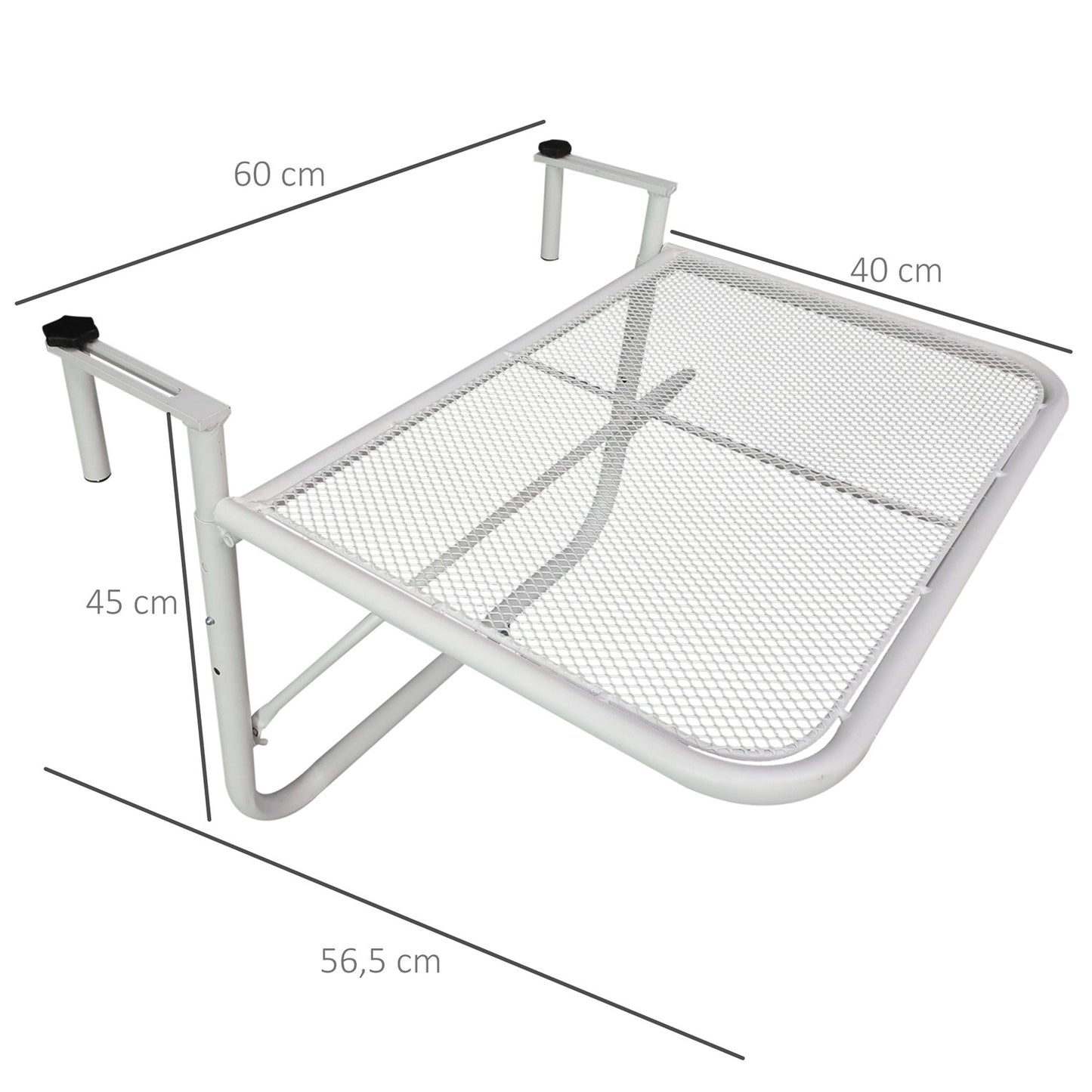 Height-adjustable White metal Balcony hanging table