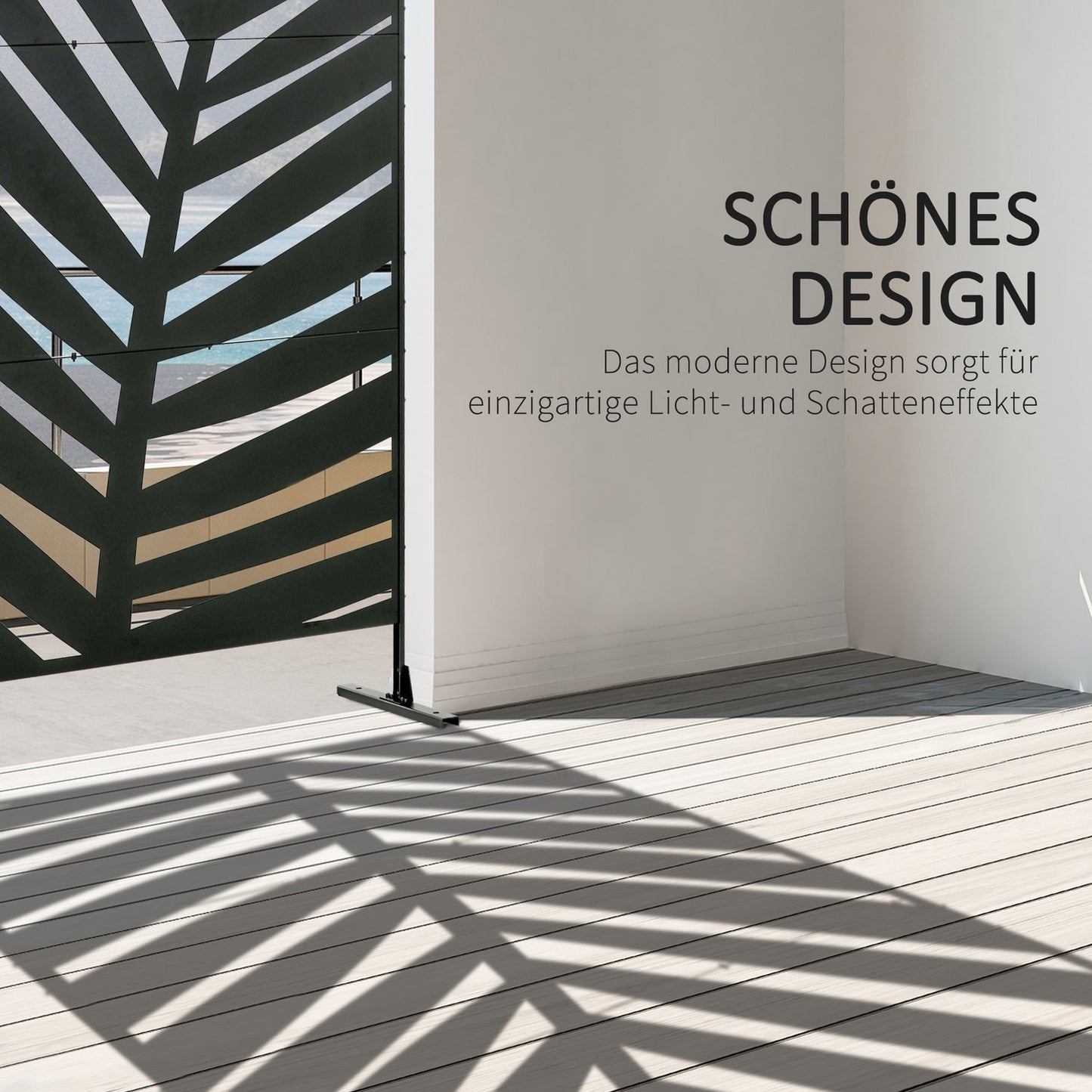 Balcony Privacy Screen, Banana Leaf, 122x198cm, Black Steel