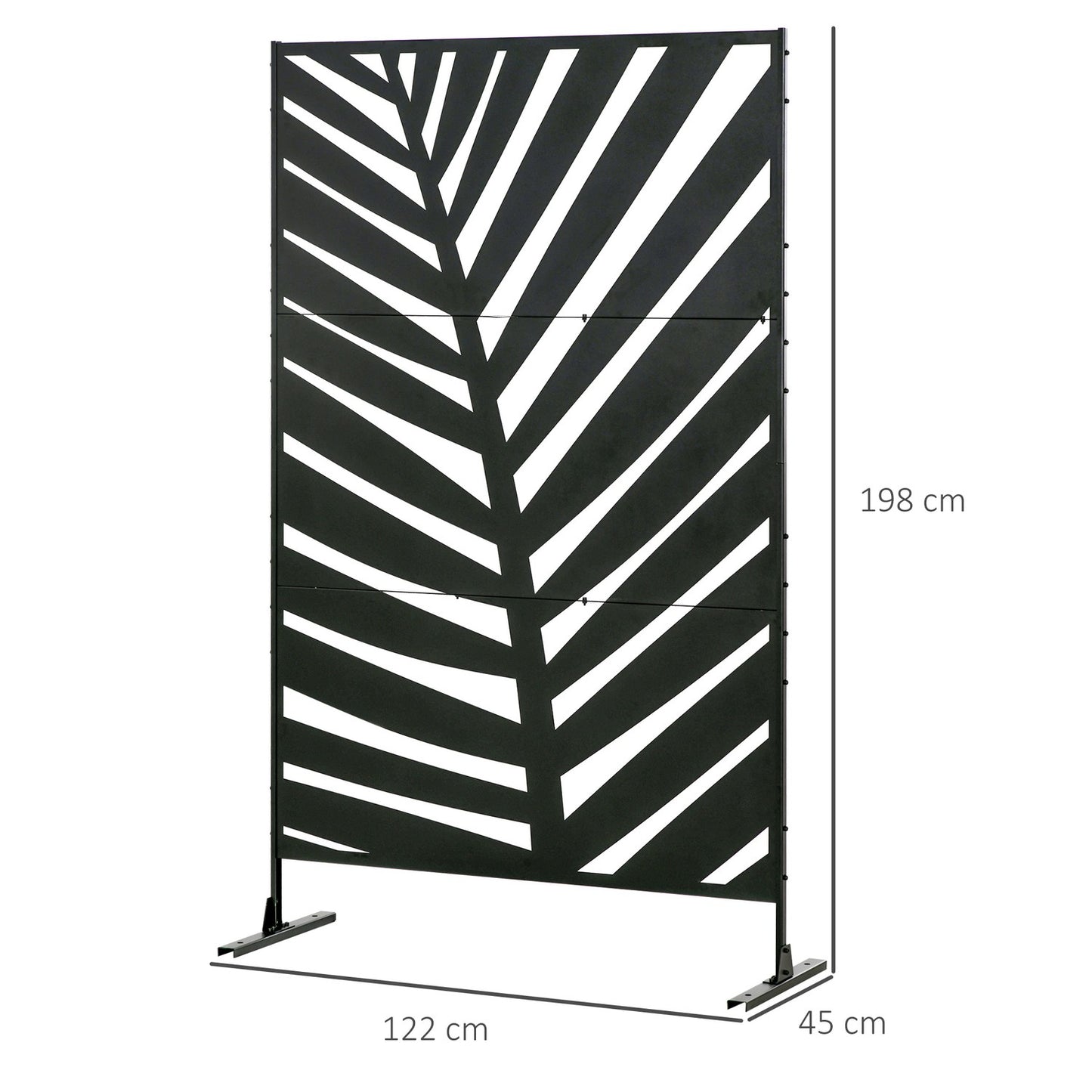 Balcony Privacy Screen, Banana Leaf, 122x198cm, Black Steel