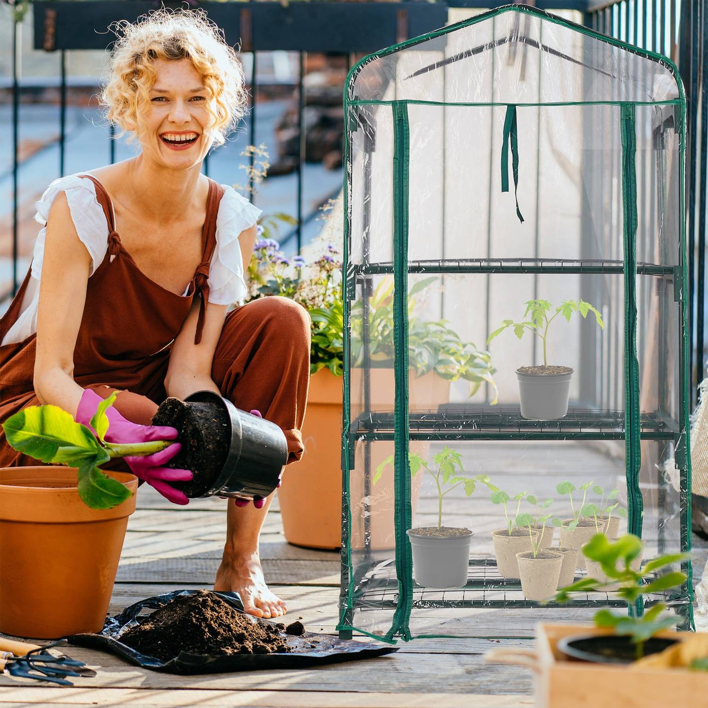 Balcony greenhouse with PVC film