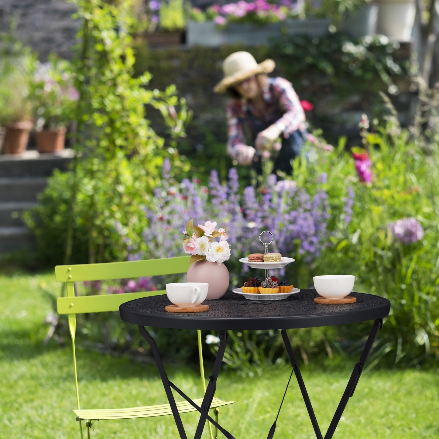 Balcony table foldable black