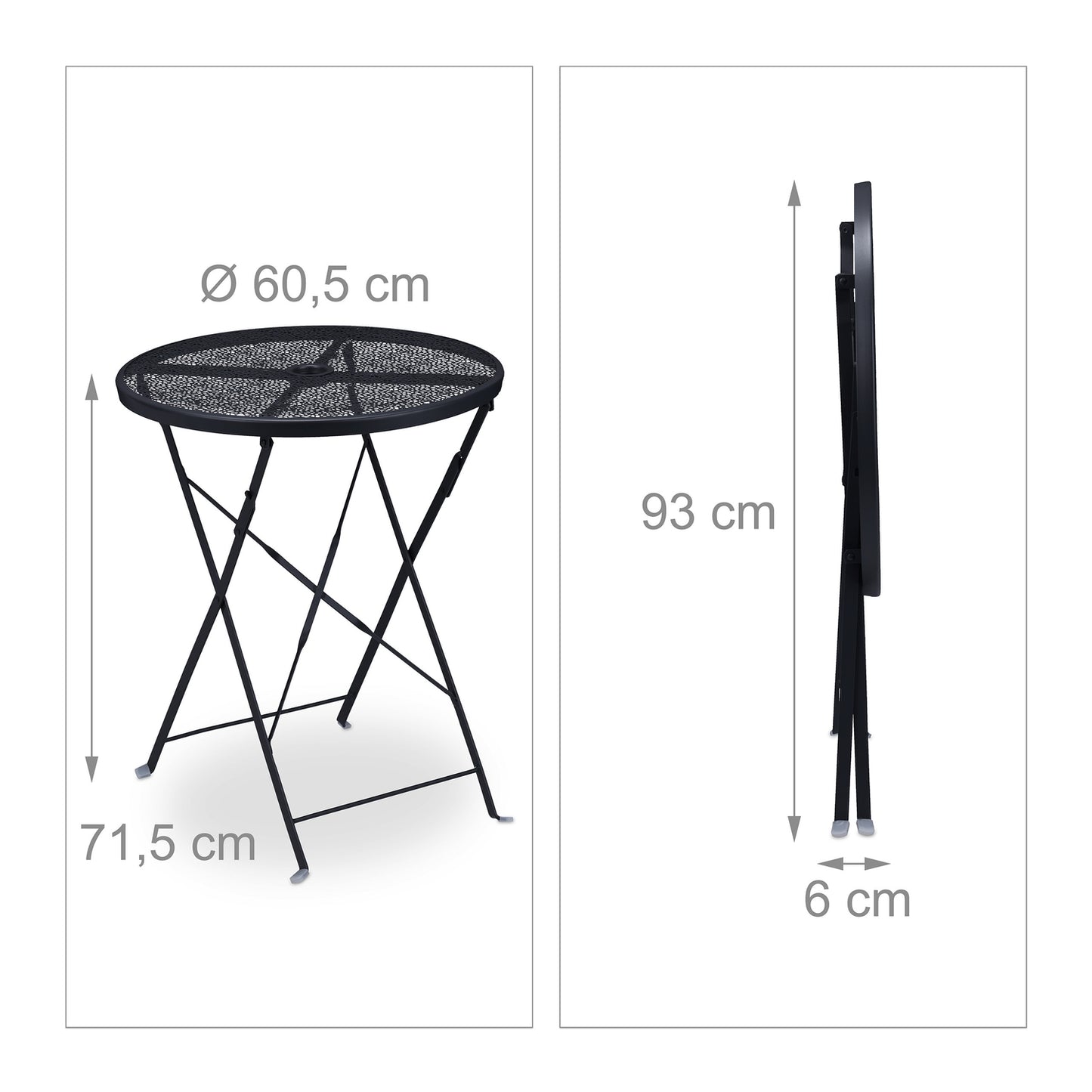 Balcony table foldable black