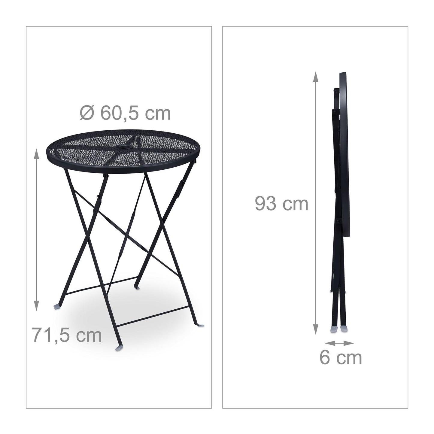 Balcony table foldable black