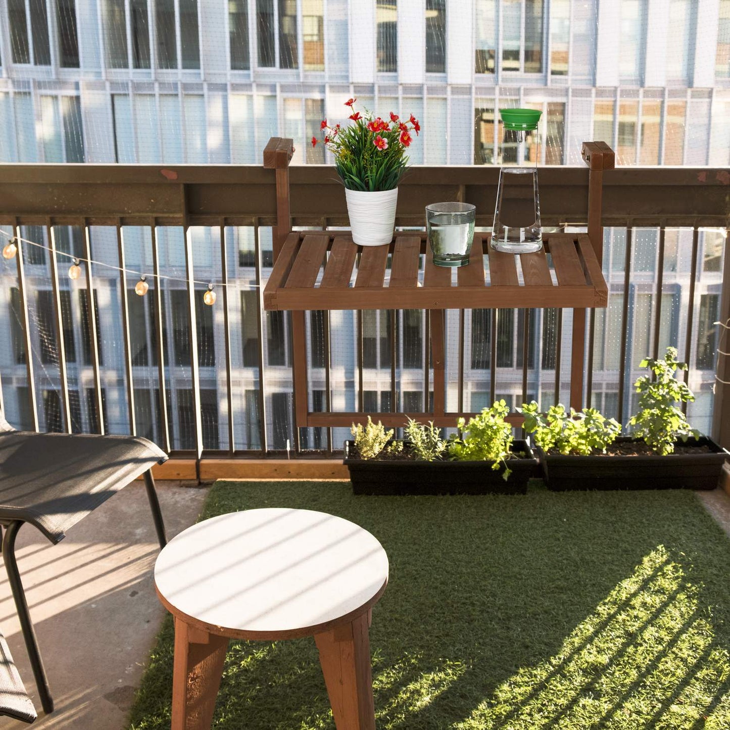 Balcony table hanging wood