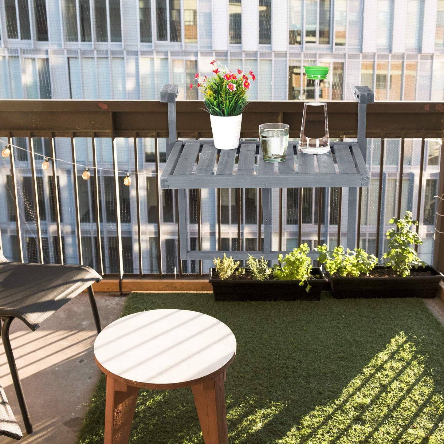 Balcony table hanging wood
